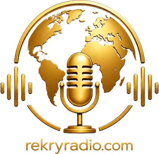 Rekryradio – kultainen mikrofoni maapallon edessä